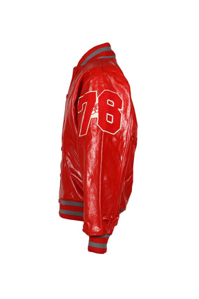UNISEX LEATHER VARSITY JACKET LEATHER / RED