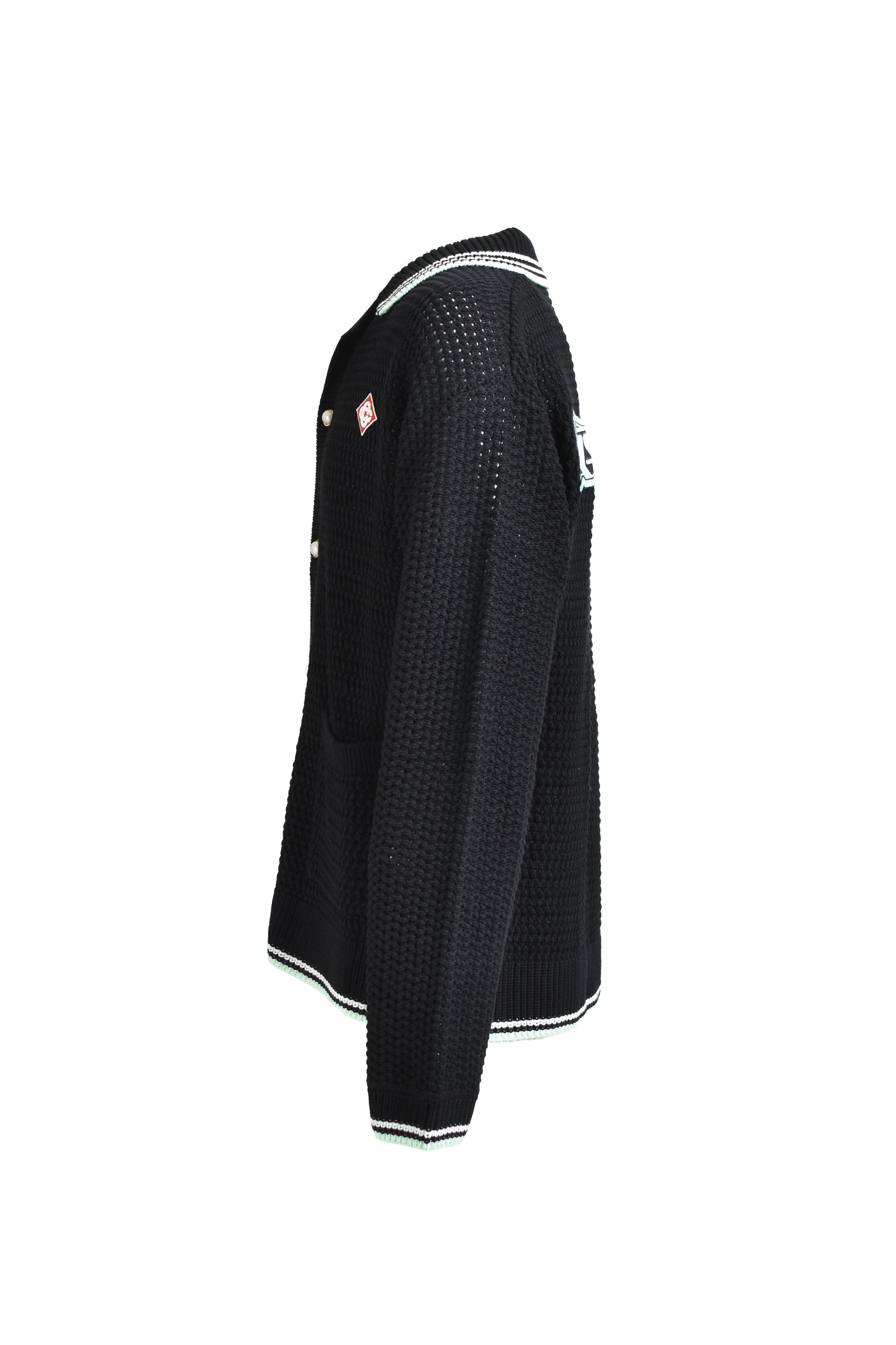 EMBROIDERED FAUX CROCHET SHIRT / BLK