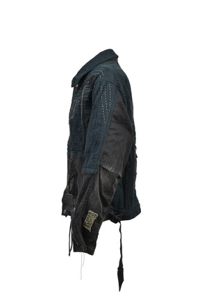 CRUST DAMAGE REPAIR DENIM JACKET / BLK