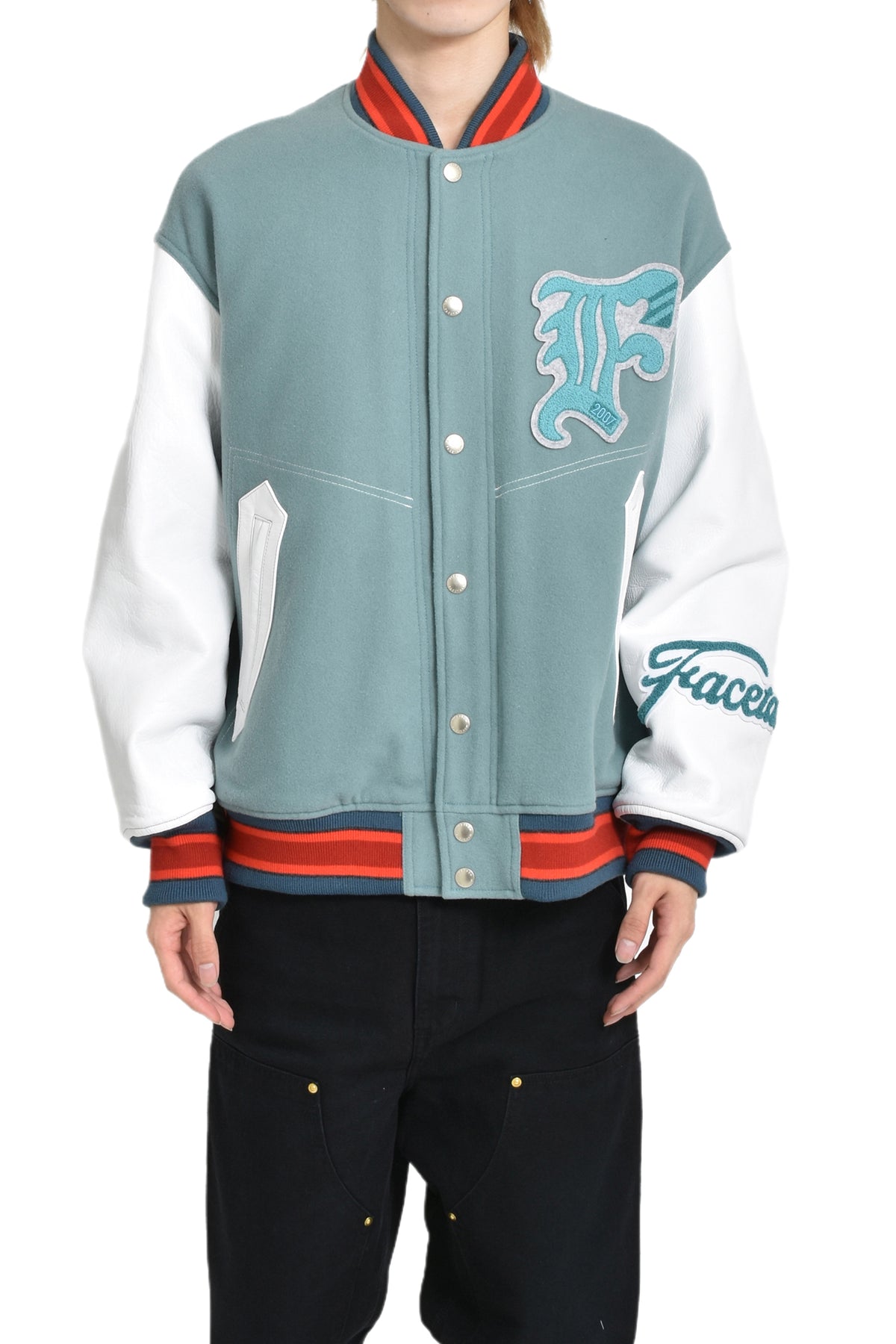 PATCHED STADIUM JACKET / SMOKE BLUE