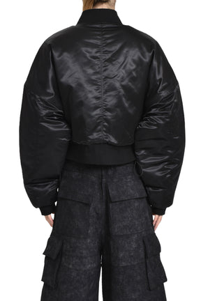 NYLON CROPPED BOMBER JACKET / BLK