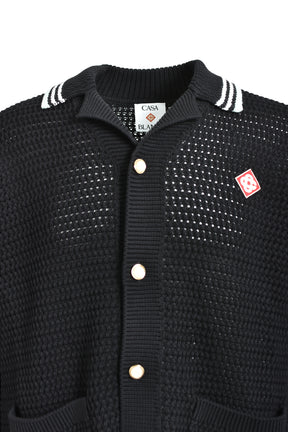 EMBROIDERED FAUX CROCHET SHIRT / BLK