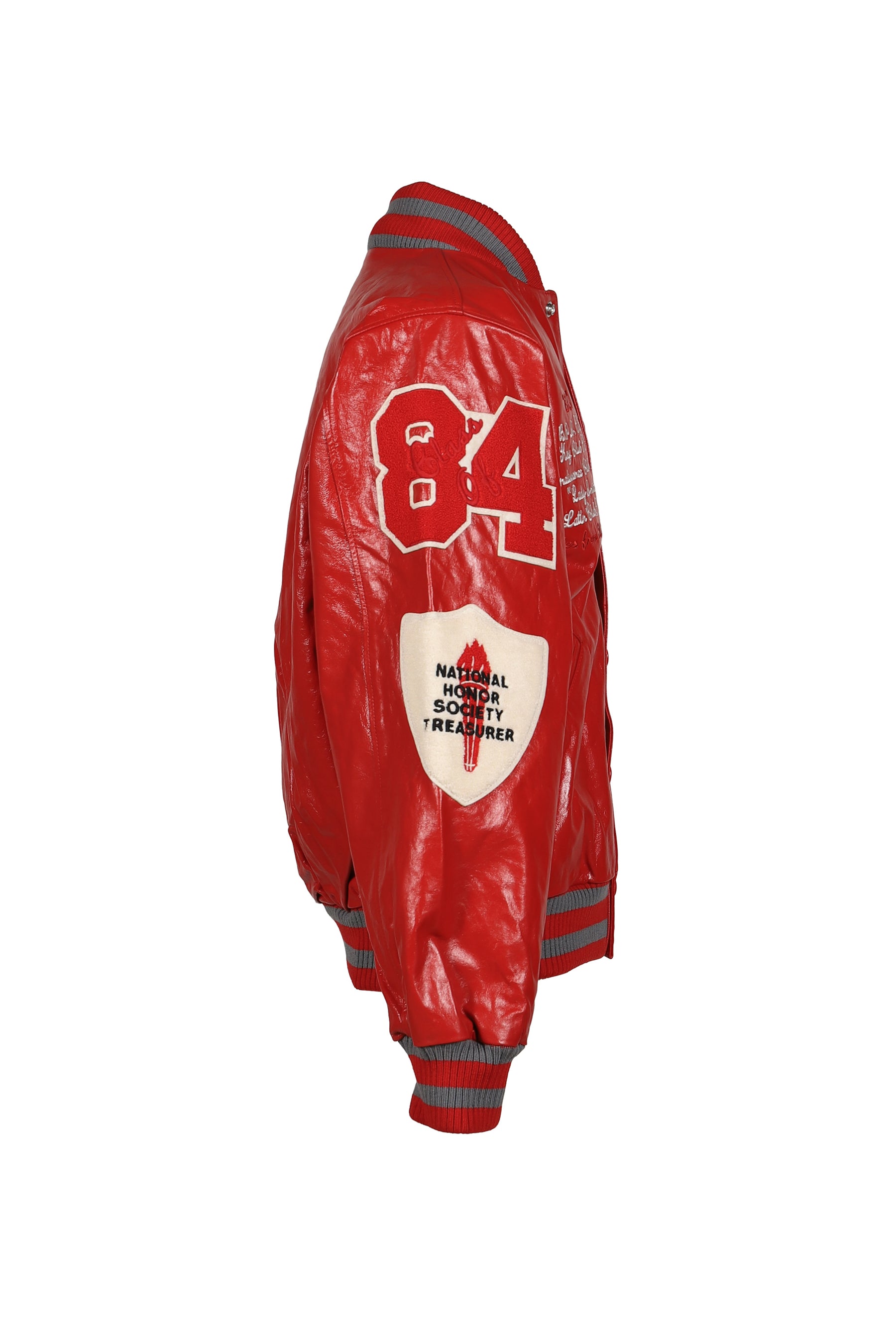 UNISEX LEATHER VARSITY JACKET LEATHER / RED