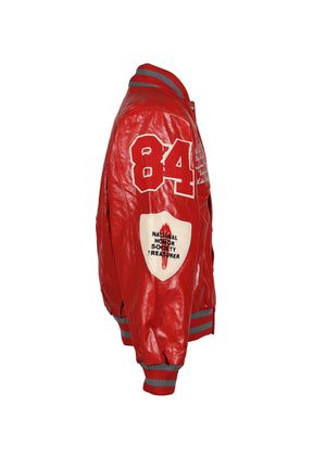 UNISEX LEATHER VARSITY JACKET LEATHER / RED