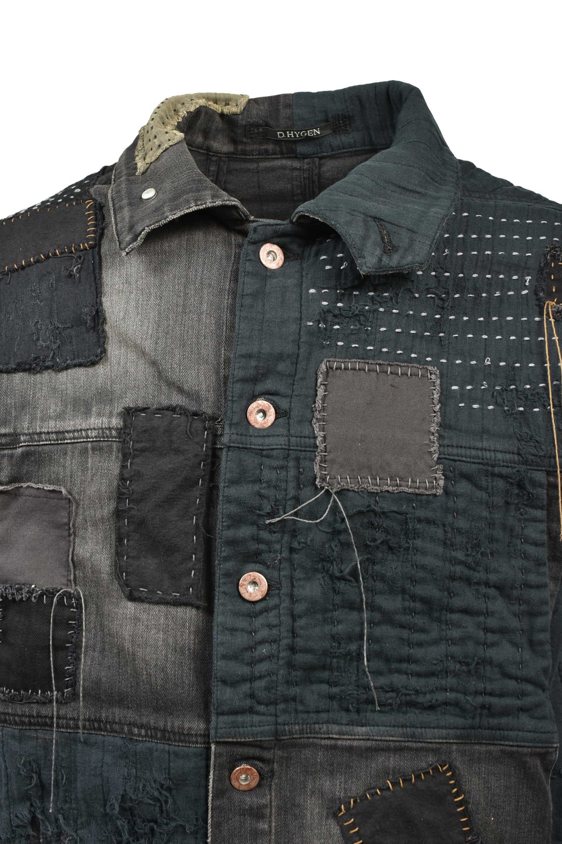 CRUST DAMAGE REPAIR DENIM JACKET / BLK