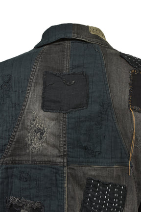 CRUST DAMAGE REPAIR DENIM JACKET / BLK