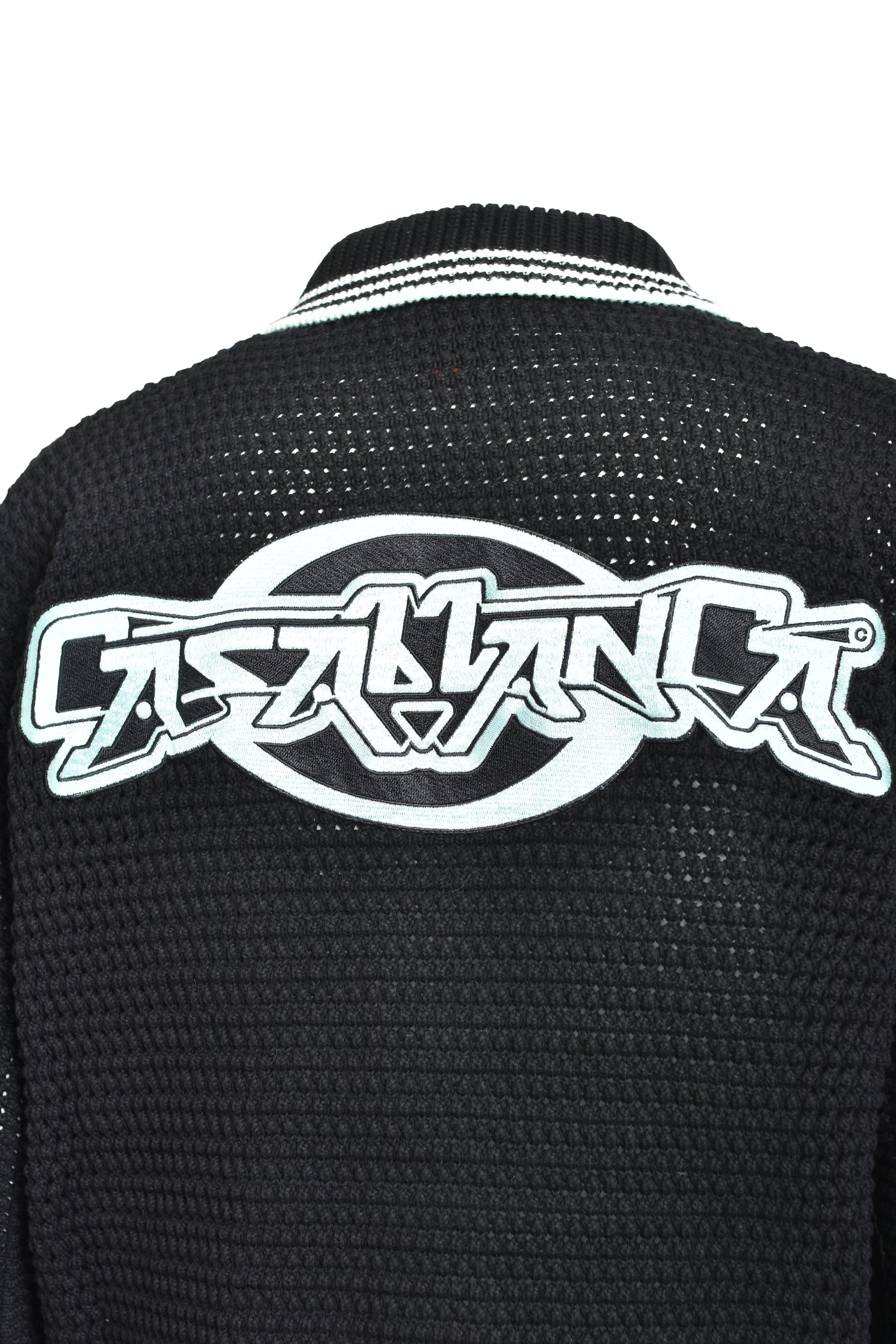 EMBROIDERED FAUX CROCHET SHIRT / BLK