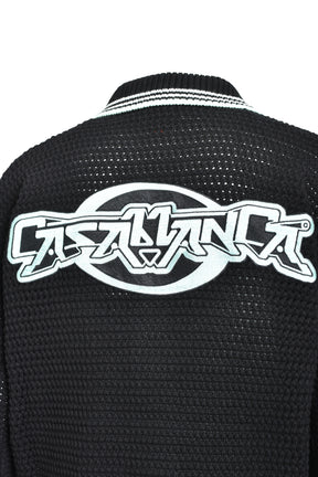 EMBROIDERED FAUX CROCHET SHIRT / BLK