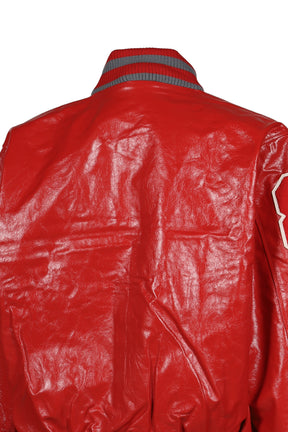 UNISEX LEATHER VARSITY JACKET LEATHER / RED