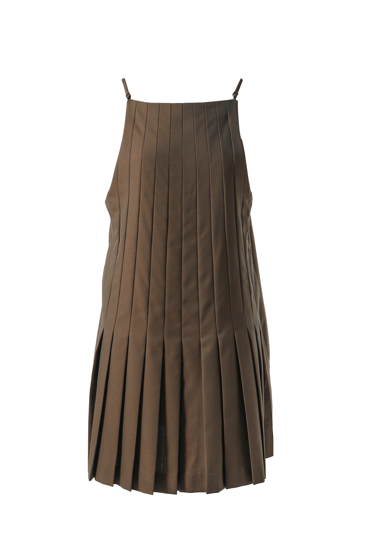 APRON PLEATS DRESS - GABARDINE / BRW