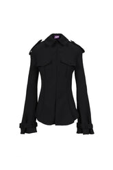 MILITARY SHIRT WOMAN FIT WITH TRENCH DETAILS / BLK