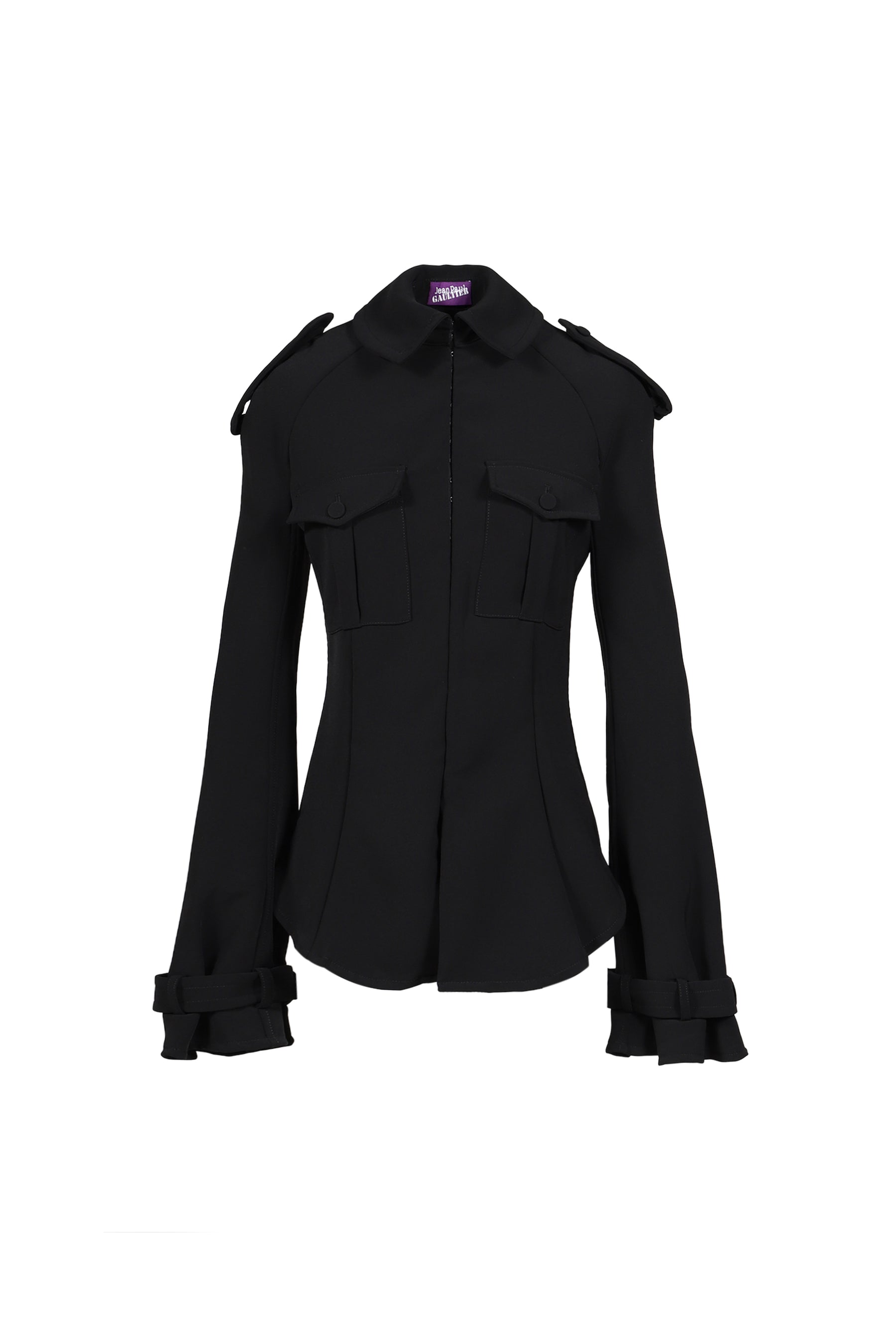 MILITARY SHIRT WOMAN FIT WITH TRENCH DETAILS / BLK