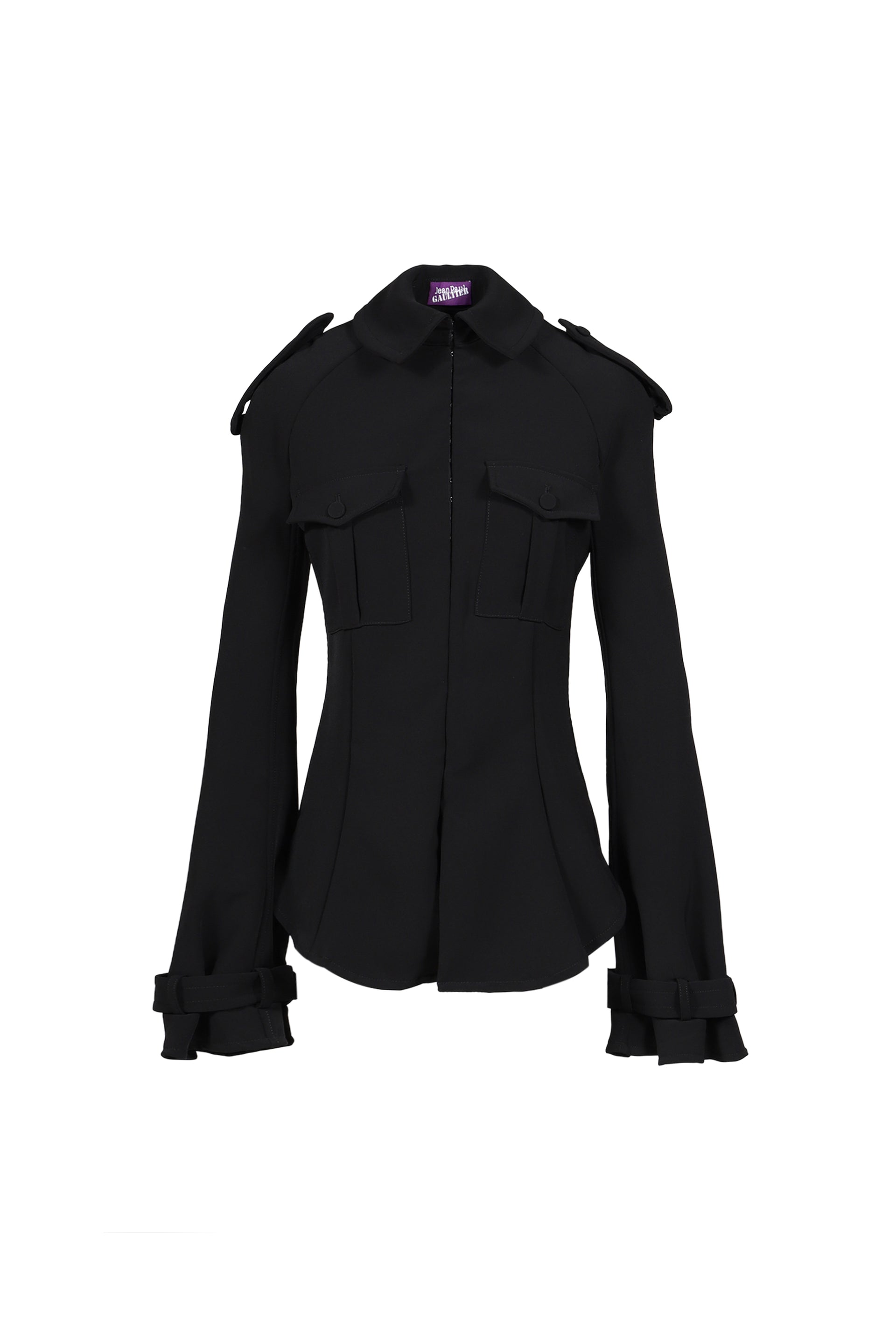 MILITARY SHIRT WOMAN FIT WITH TRENCH DETAILS / BLK