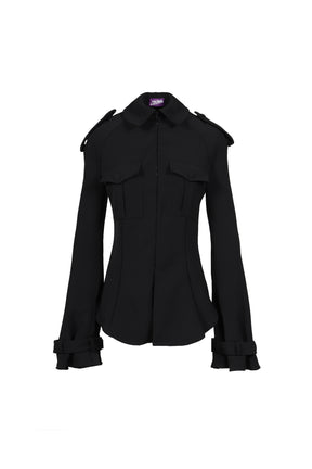MILITARY SHIRT WOMAN FIT WITH TRENCH DETAILS / BLK