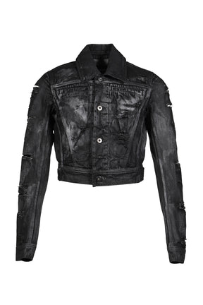 WAXED CROPPED BAYARD JACKET / BLK