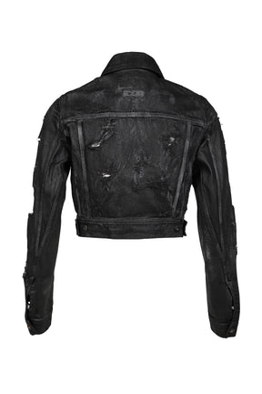WAXED CROPPED BAYARD JACKET / BLK