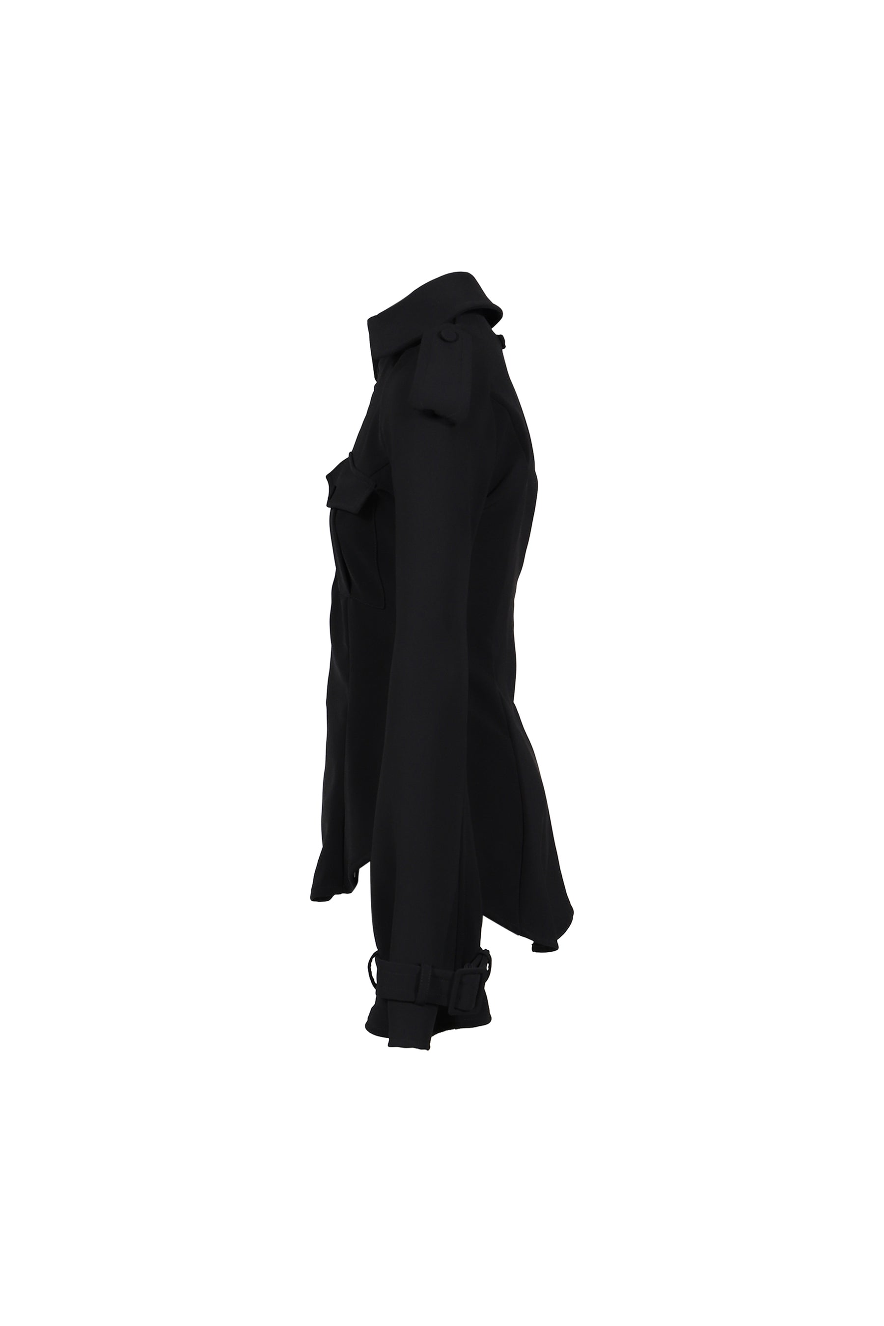 MILITARY SHIRT WOMAN FIT WITH TRENCH DETAILS / BLK