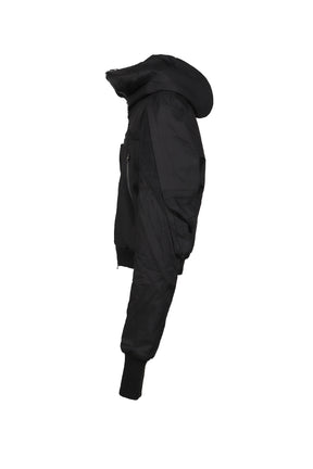 LAMB'S HEAD FUR LINED MASS BOMBER JACKET / BLK 