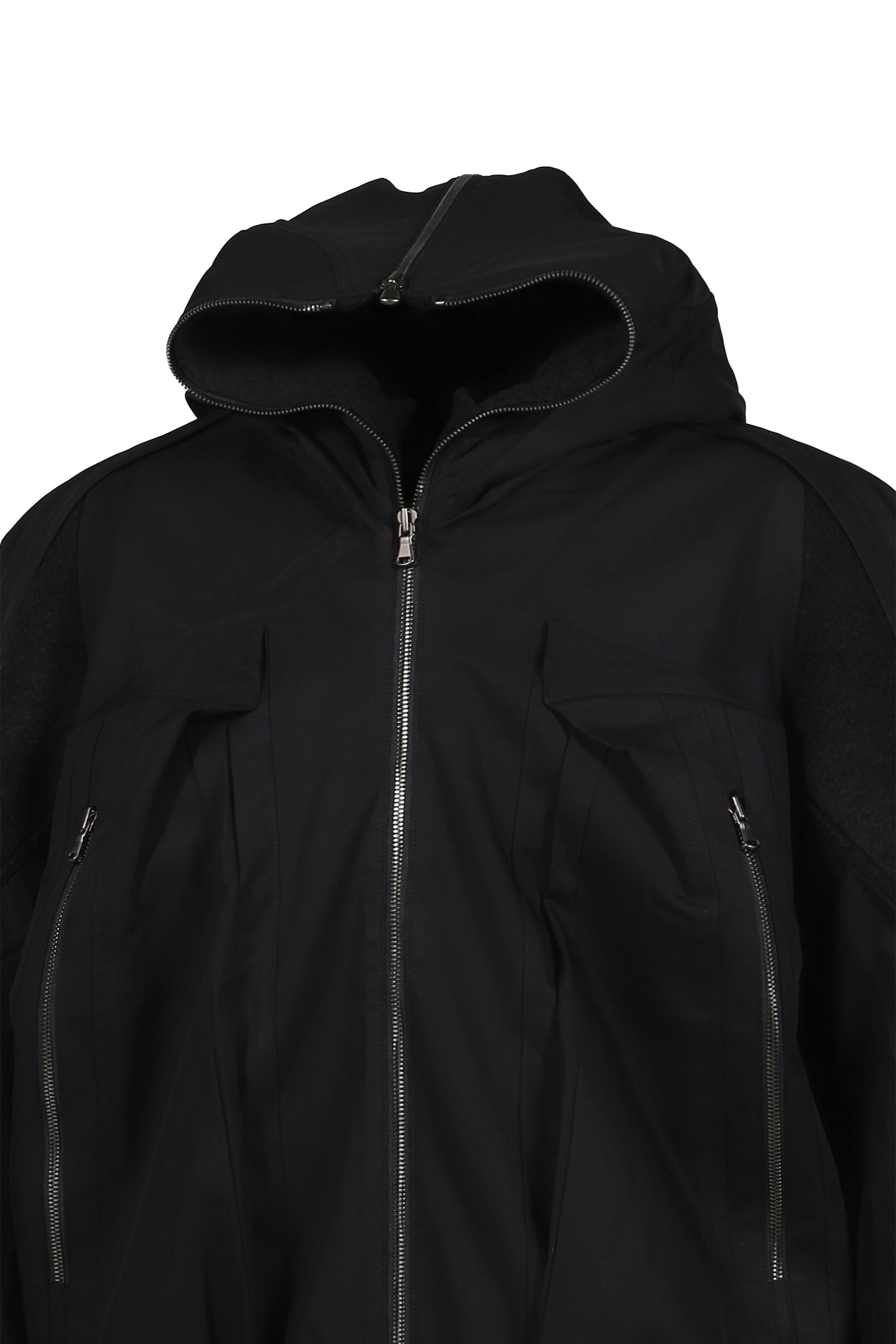 LAMB'S HEAD FUR LINED MASS BOMBER JACKET / BLK 