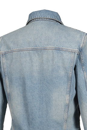 LEATHER STRAP DENIM JACKET / THICK DENIM 12OZ BLEU
