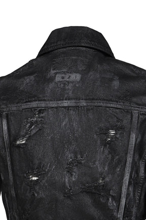 WAXED CROPPED BAYARD JACKET / BLK