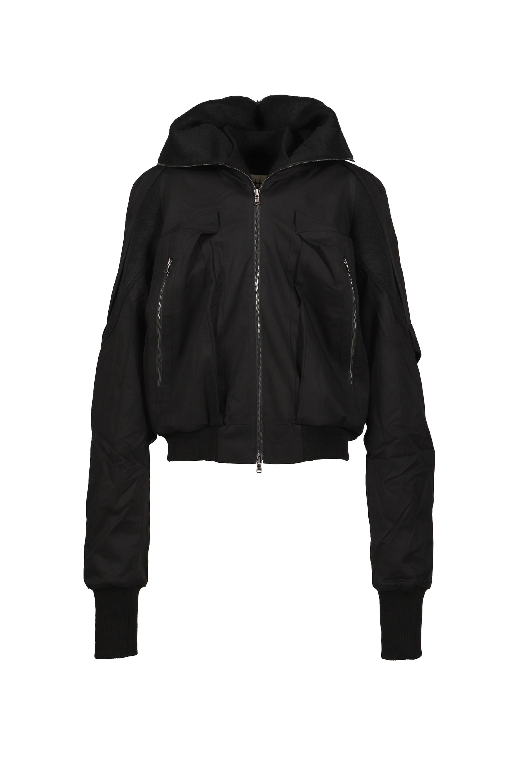 LAMB'S HEAD FUR LINED MASS BOMBER JACKET / BLK 