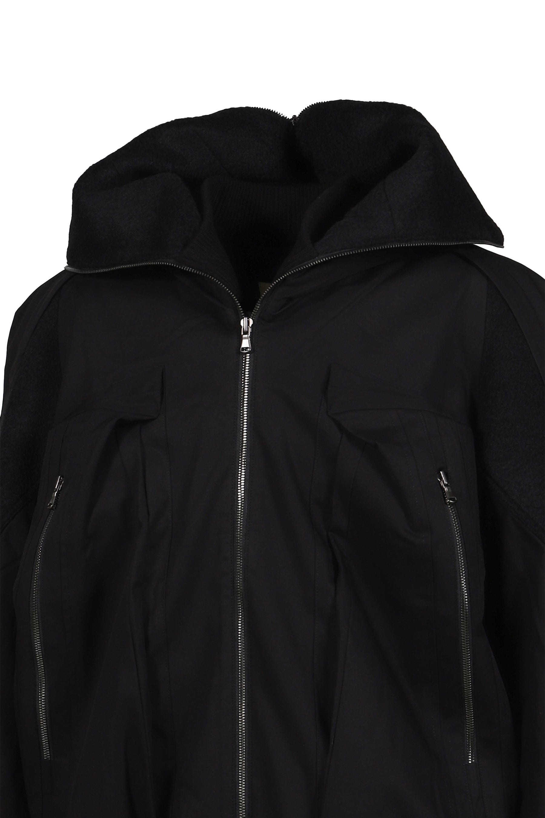 LAMB'S HEAD FUR LINED MASS BOMBER JACKET / BLK 