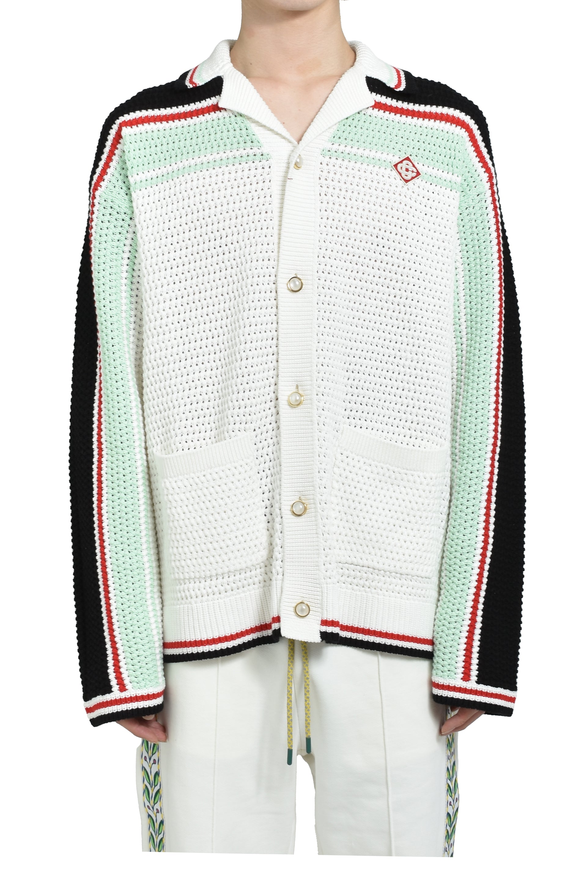 FAUX CROCHET SHIRT / BLK MULTI