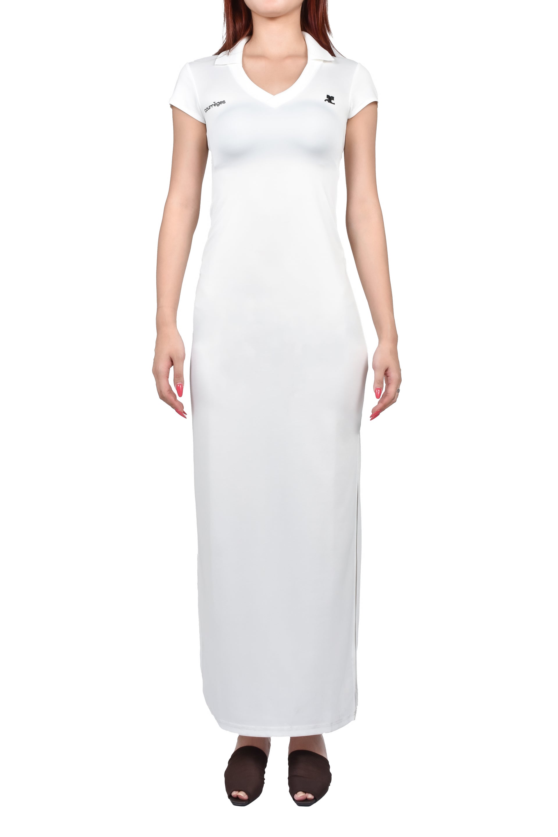 SPORTS POLO LONG DRESS / WHT