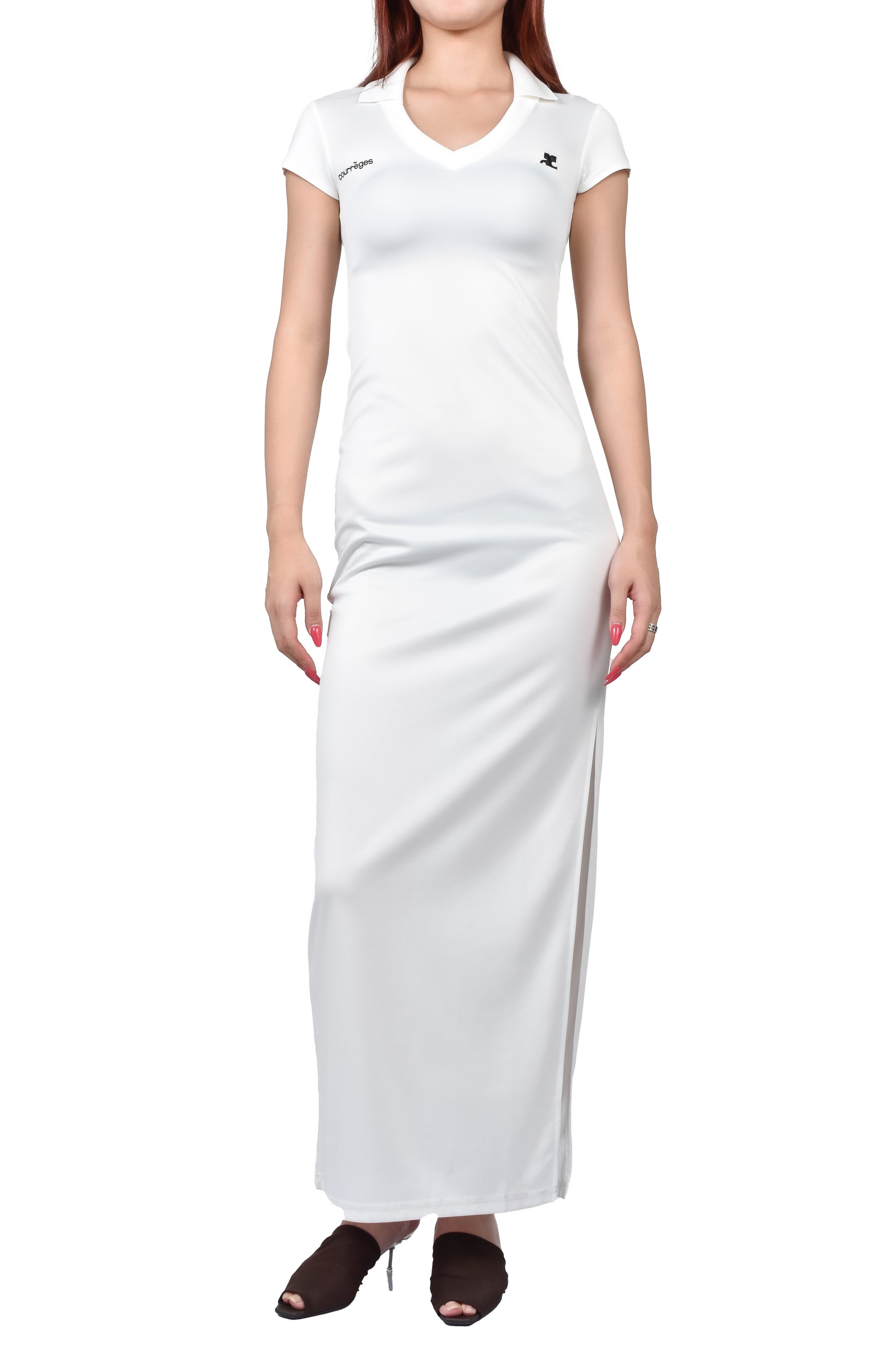SPORTS POLO LONG DRESS / WHT