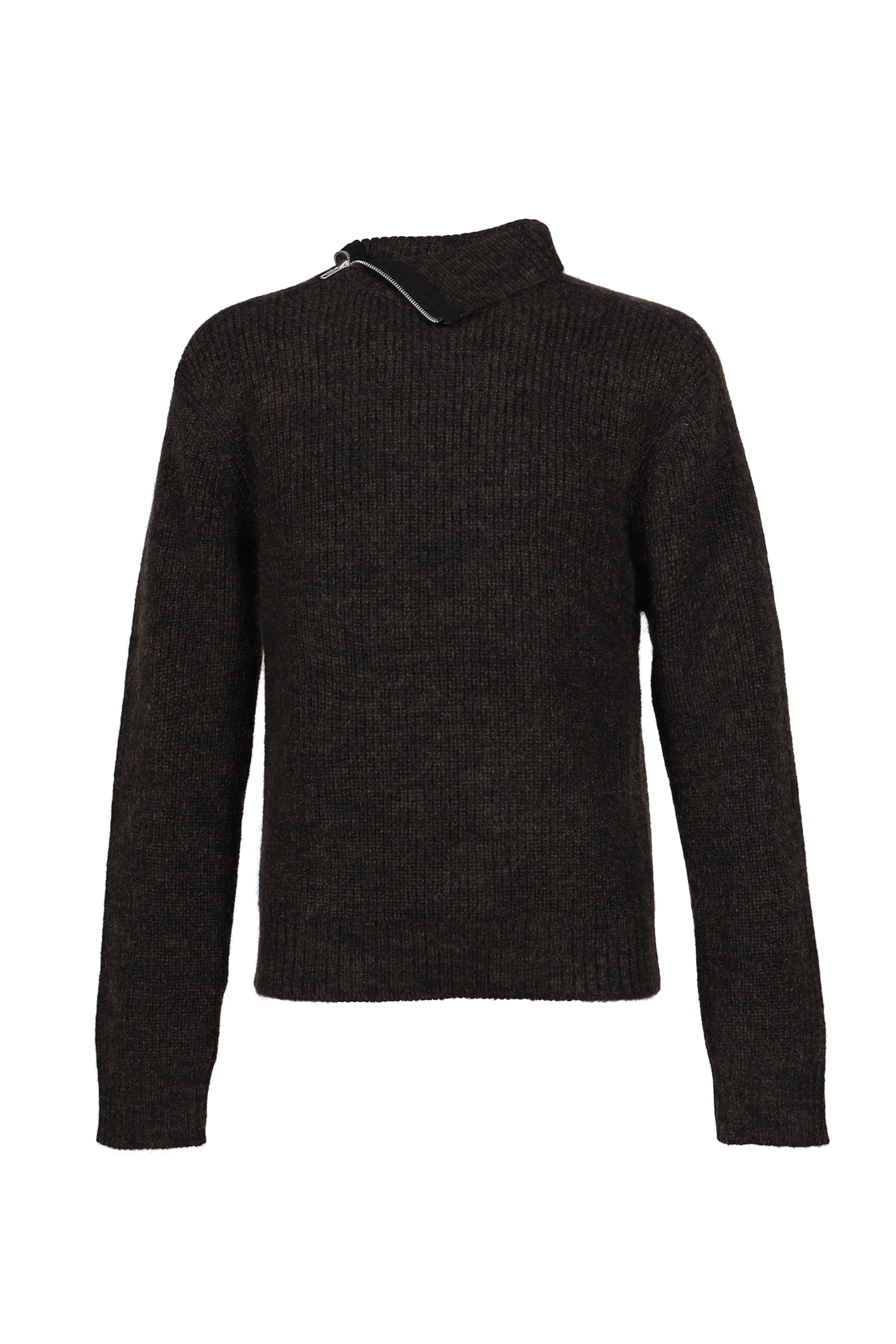 KNIT ZIP TURTLENECK / BURNT