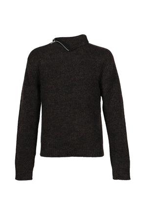 KNIT ZIP TURTLENECK / BURNT