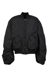 BLACK WASHED NYLON BOMBER / BLK