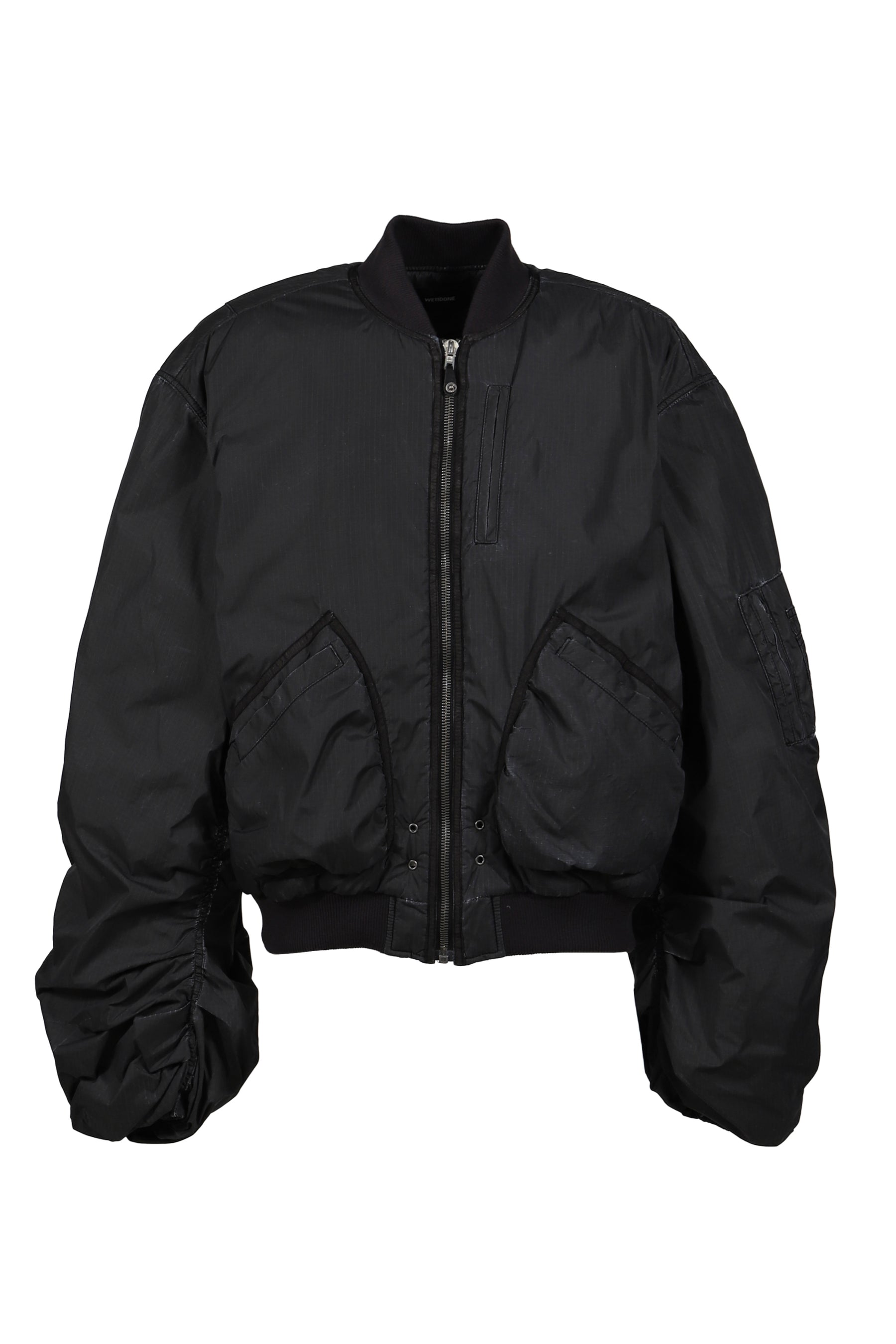 BLACK WASHED NYLON BOMBER / BLK