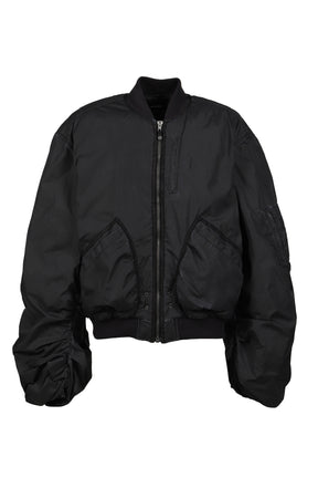 BLACK WASHED NYLON BOMBER / BLK
