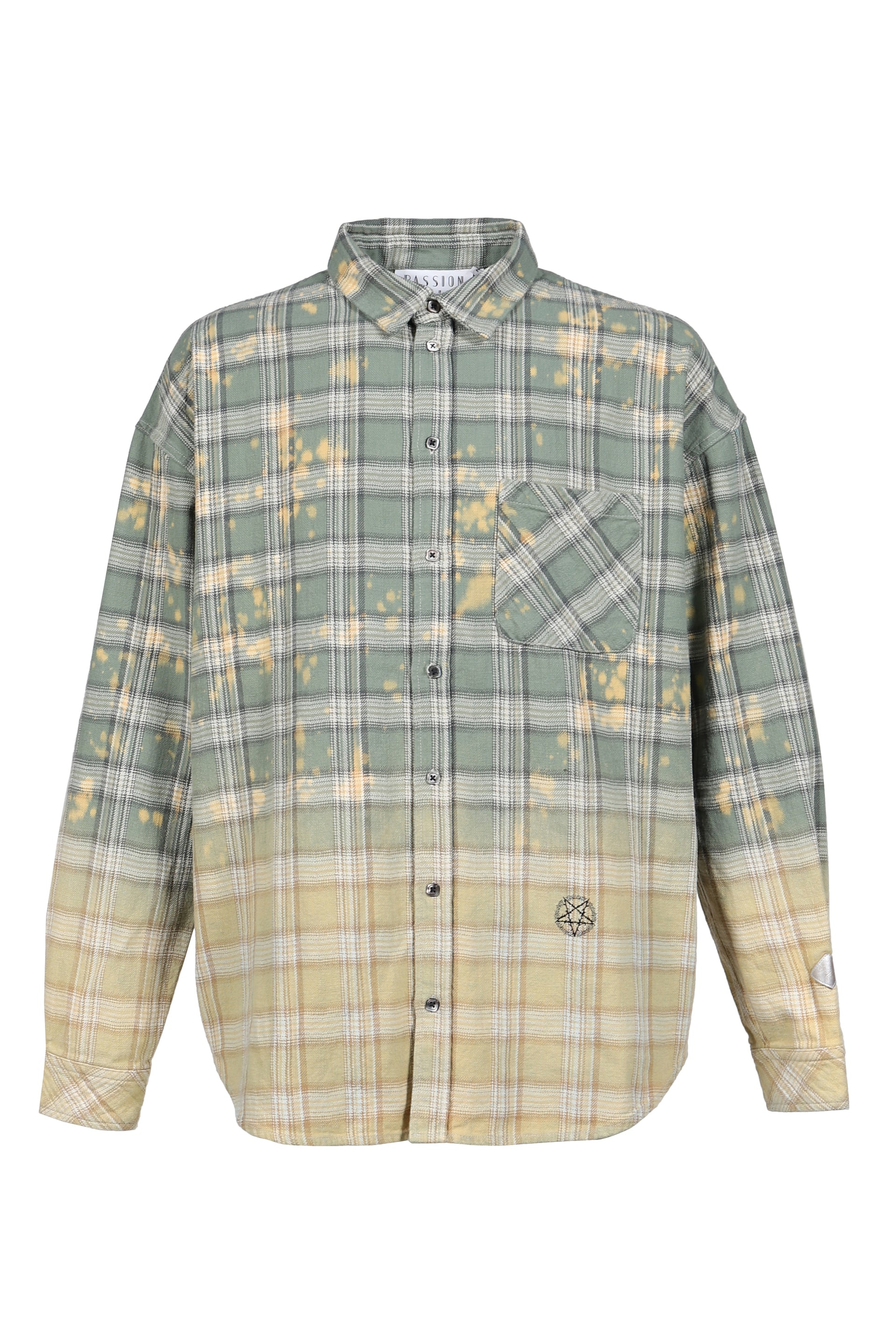 COTTON FLANNEL CHECK BLEACH SHIRT / GRN