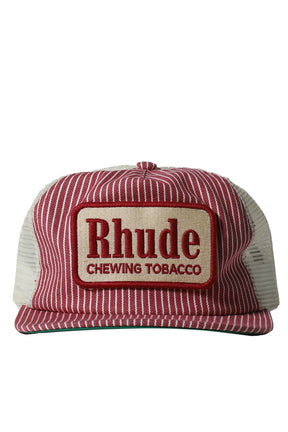 RED STRIPED TOBACCO TRUCKER HAT / OS