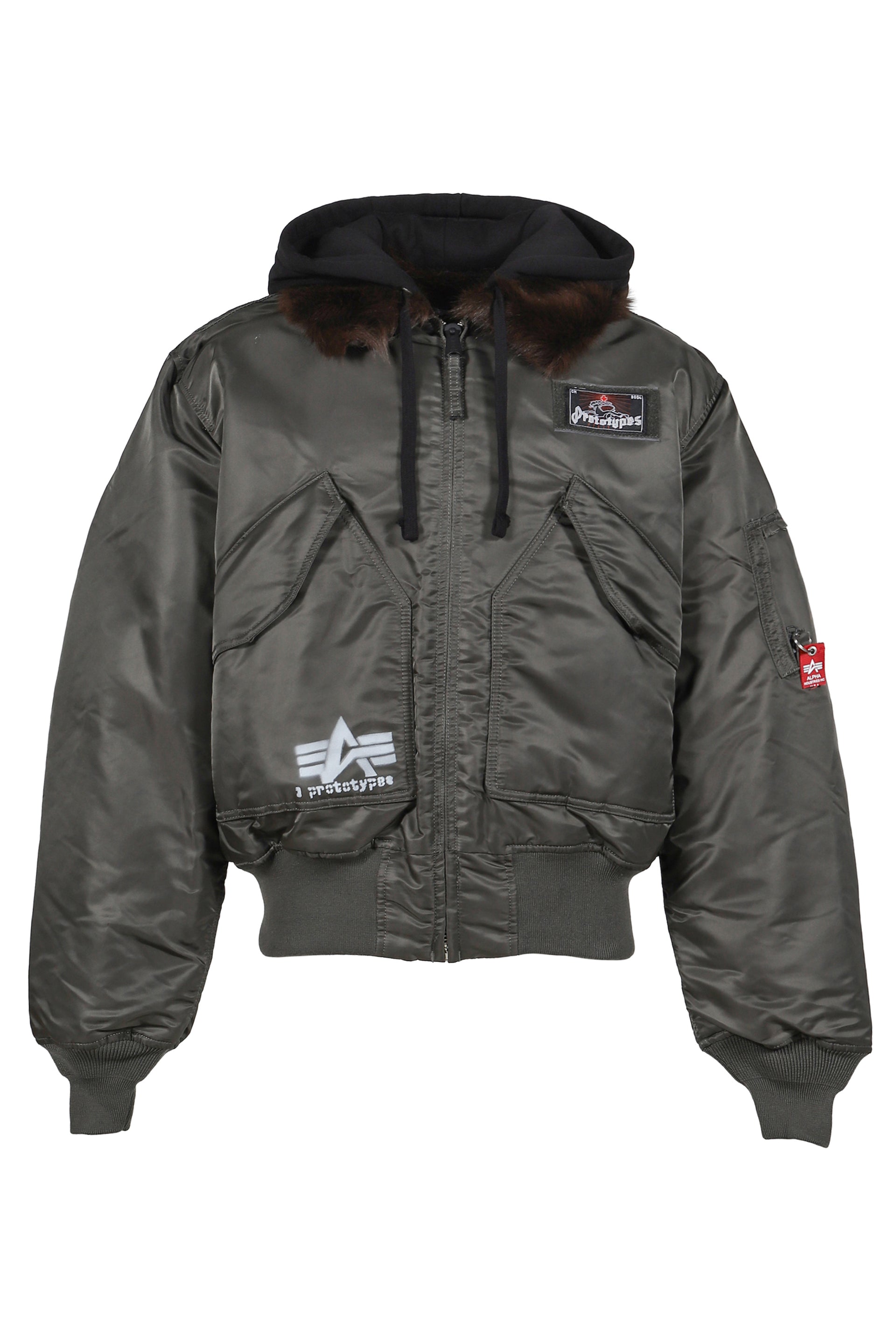 TECHNICAL NYLON+FUR KHAKI FUR LINED BOMBER / KHA