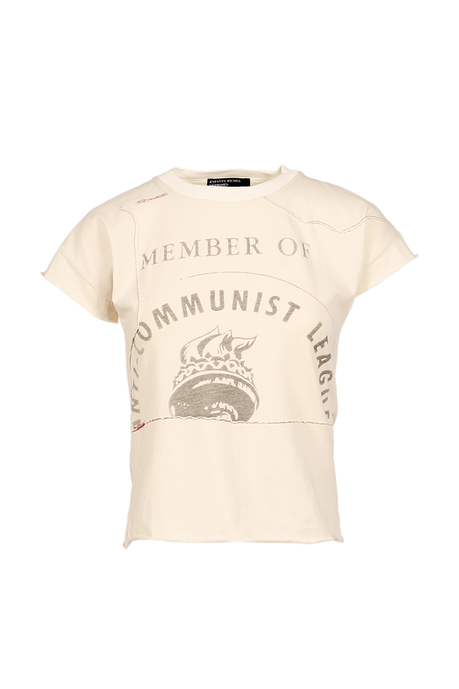 ANTI-COMMUNIST LEAGUE SHRUNKEN T-SHIRT / STAINED WHT