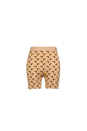 MOON PRINTED JERSEY MINI SHORTS / TAN