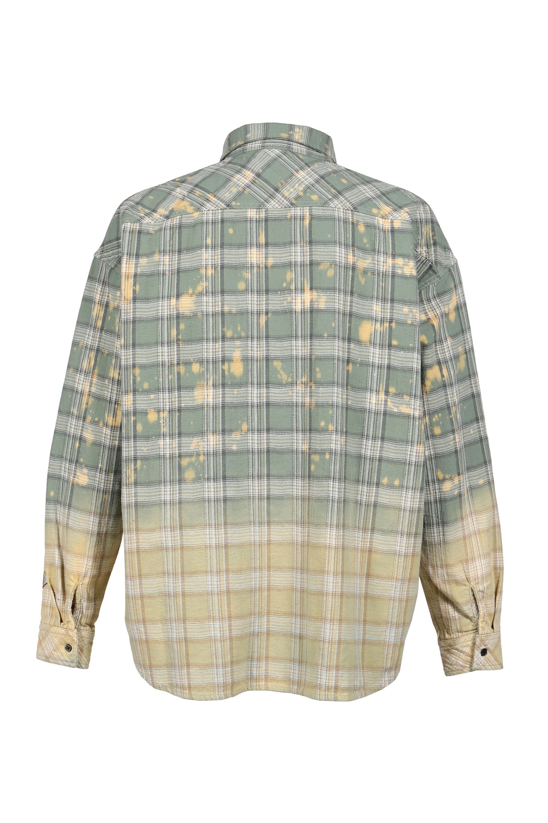 COTTON FLANNEL CHECK BLEACH SHIRT / GRN