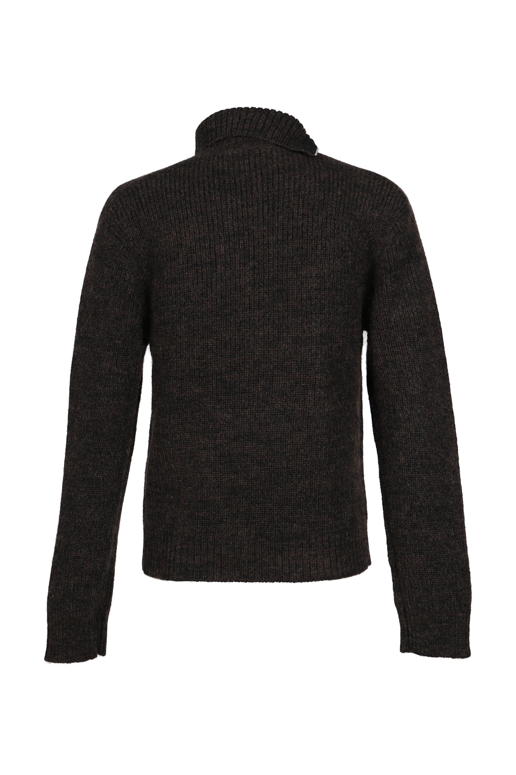 KNIT ZIP TURTLENECK / BURNT