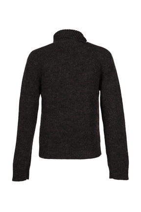 KNIT ZIP TURTLENECK / BURNT