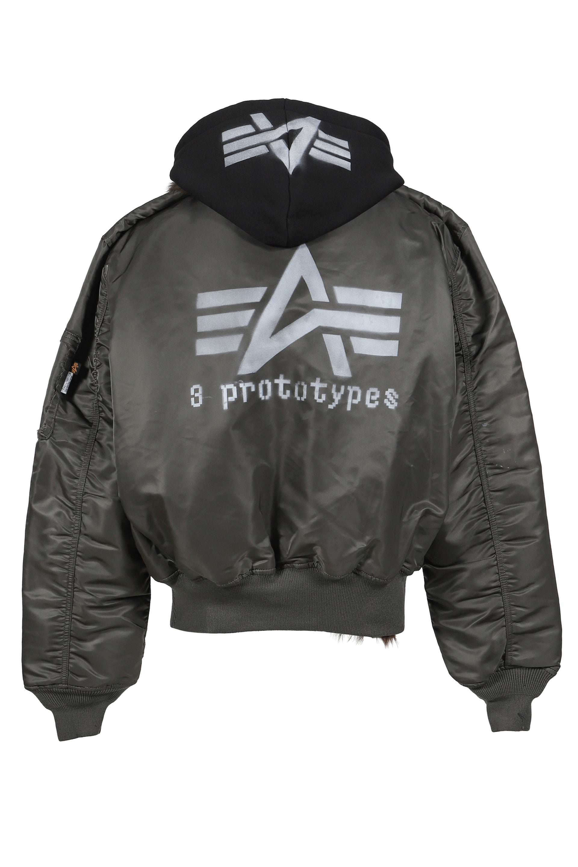 TECHNICAL NYLON+FUR KHAKI FUR LINED BOMBER / KHA