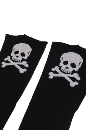 KNIT SKULL STOCKINGS / BLK