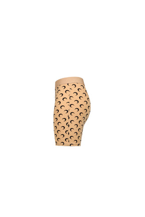 MOON PRINTED JERSEY MINI SHORTS / TAN