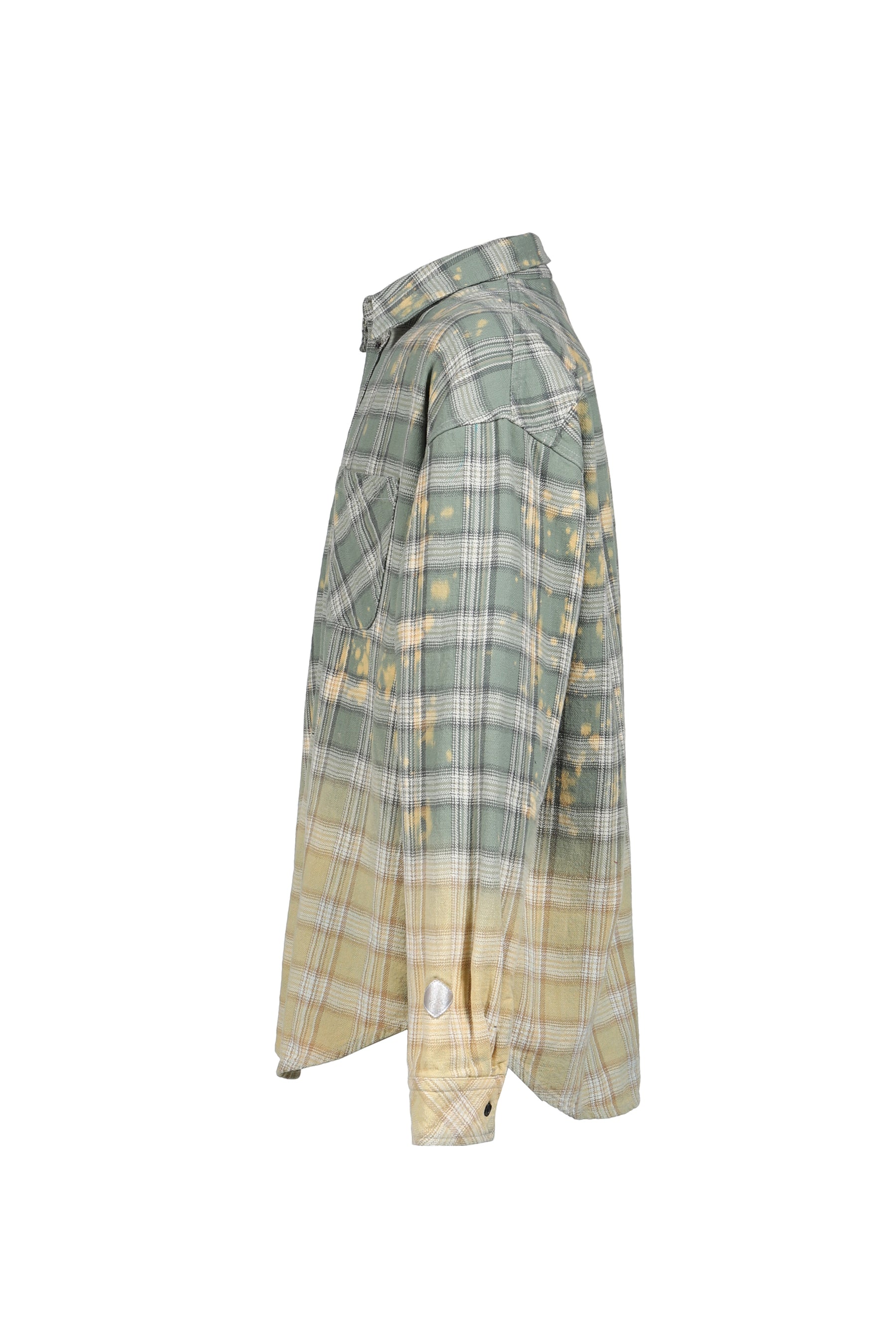 COTTON FLANNEL CHECK BLEACH SHIRT / GRN