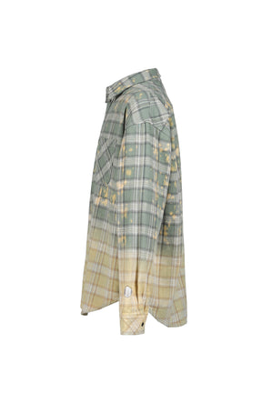 COTTON FLANNEL CHECK BLEACH SHIRT / GRN