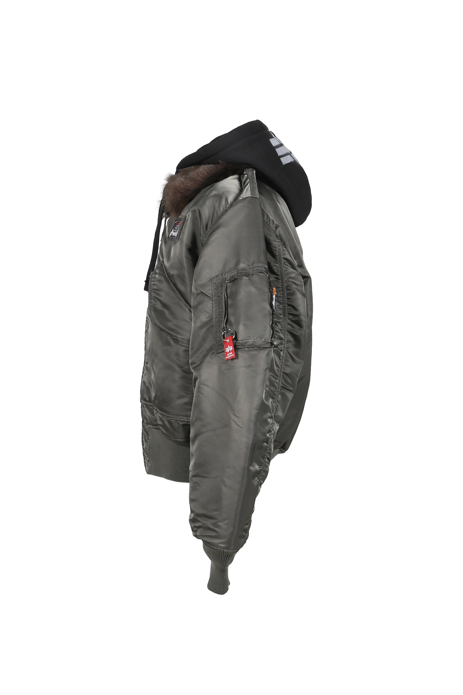 TECHNICAL NYLON+FUR KHAKI FUR LINED BOMBER / KHA