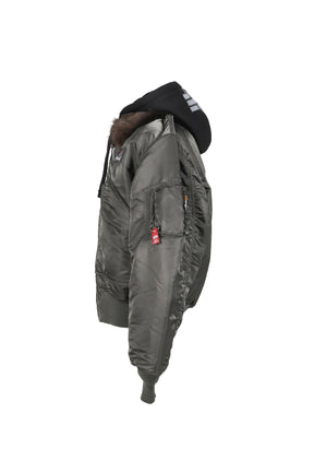 TECHNICAL NYLON+FUR KHAKI FUR LINED BOMBER / KHA